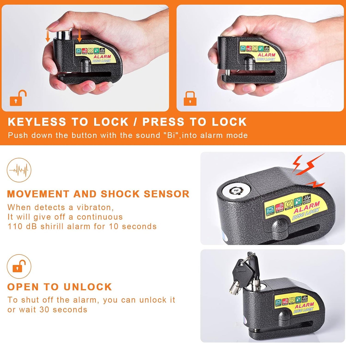 Anti Theft Disk Brake Lock (With Alarm)